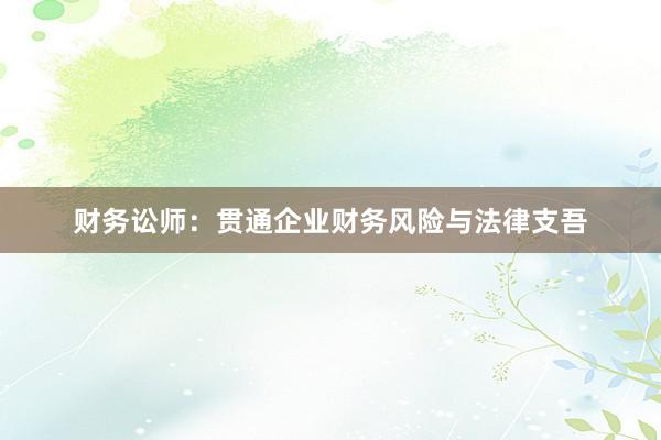 财务讼师：贯通企业财务风险与法律支吾